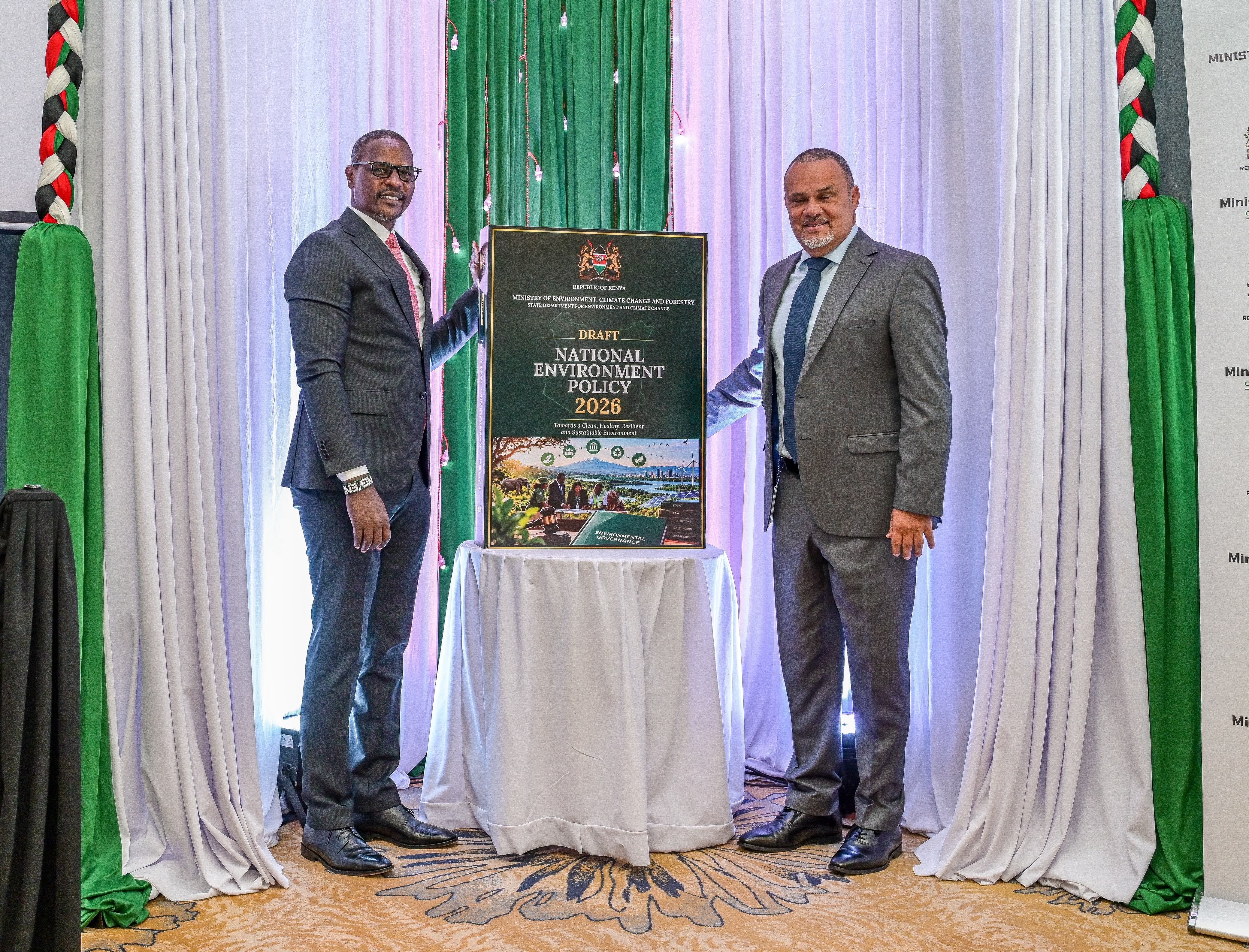 Environment PS Dr. Eng. Festus Ng'eno together with UNDP Resident Representative Dr. Jean-Luc Stalon during the launch